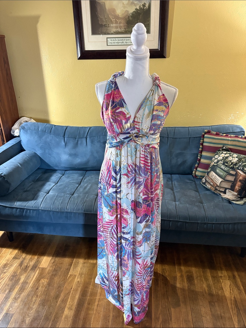 Maxi Halter Sundress in Multicolor Floral Print
